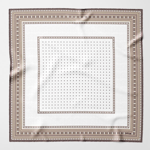 White and Brown Polka Dot Silk Neckerchief