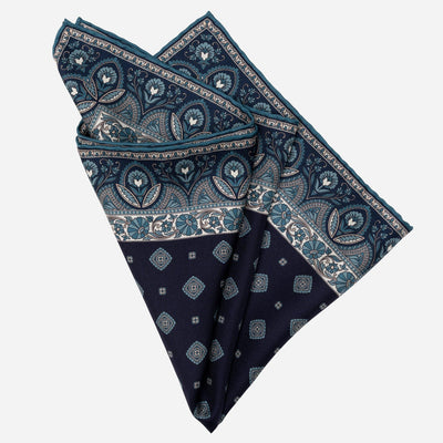 Navy Silk Pocket Square - Made in Italy