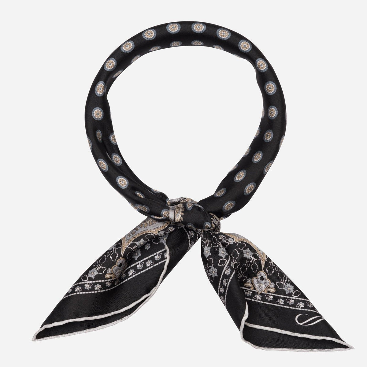 Black Hand-rolled Italian Silk Neckerchief