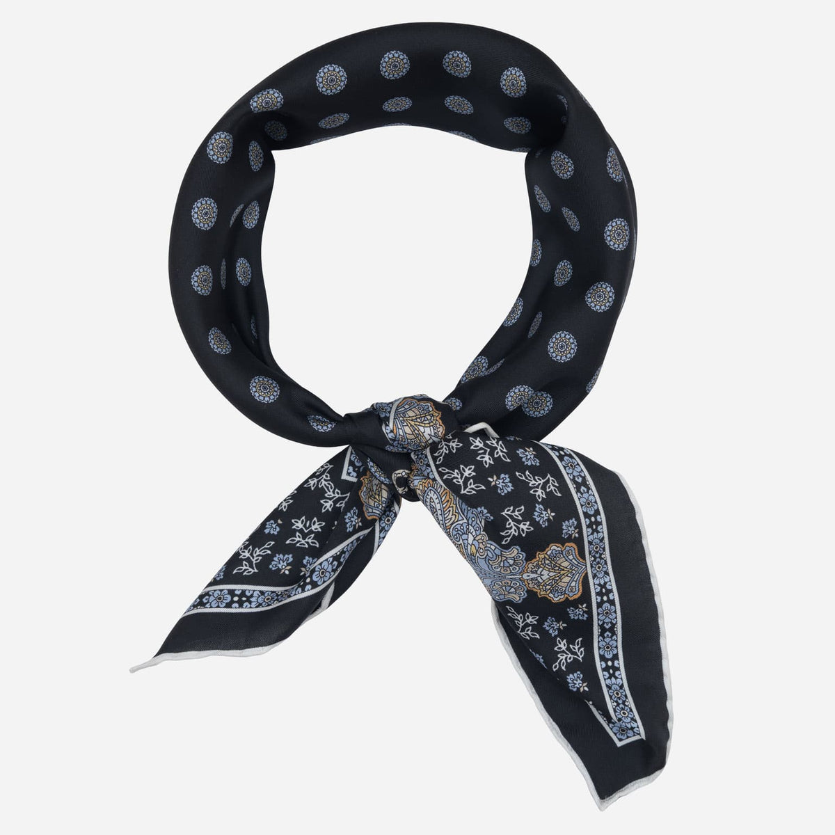 Black Hand-Rolled Italian Silk Neckerchief