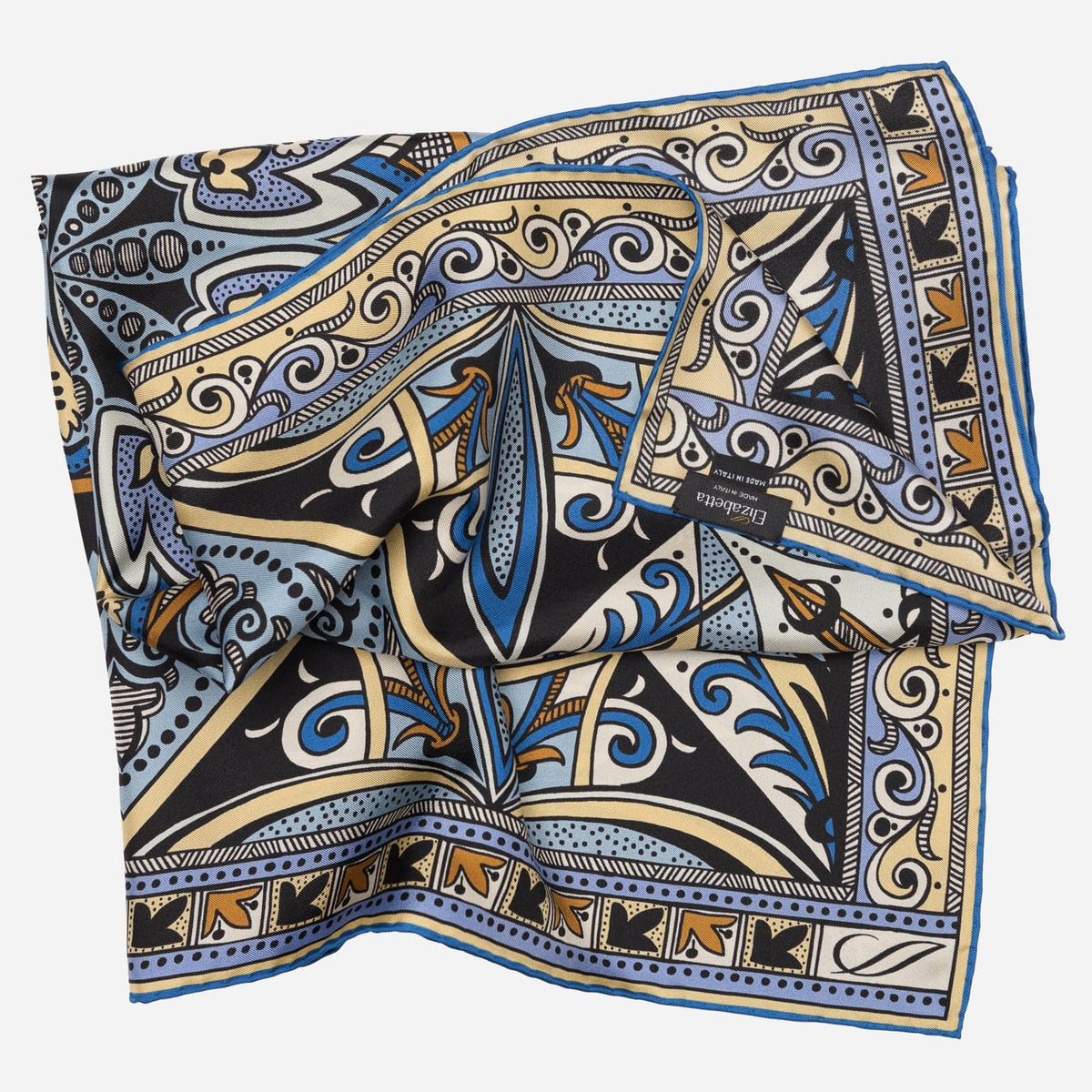 Blue Handrolled Italian Silk Neckerchief