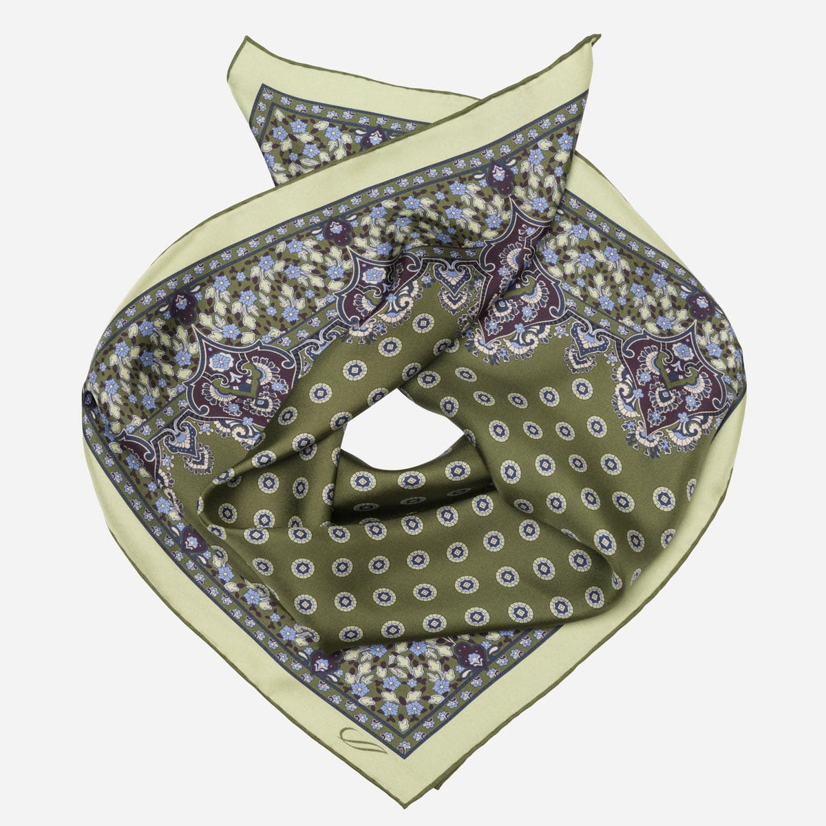 Green Hand-Rolled Italian Silk Neckerchief