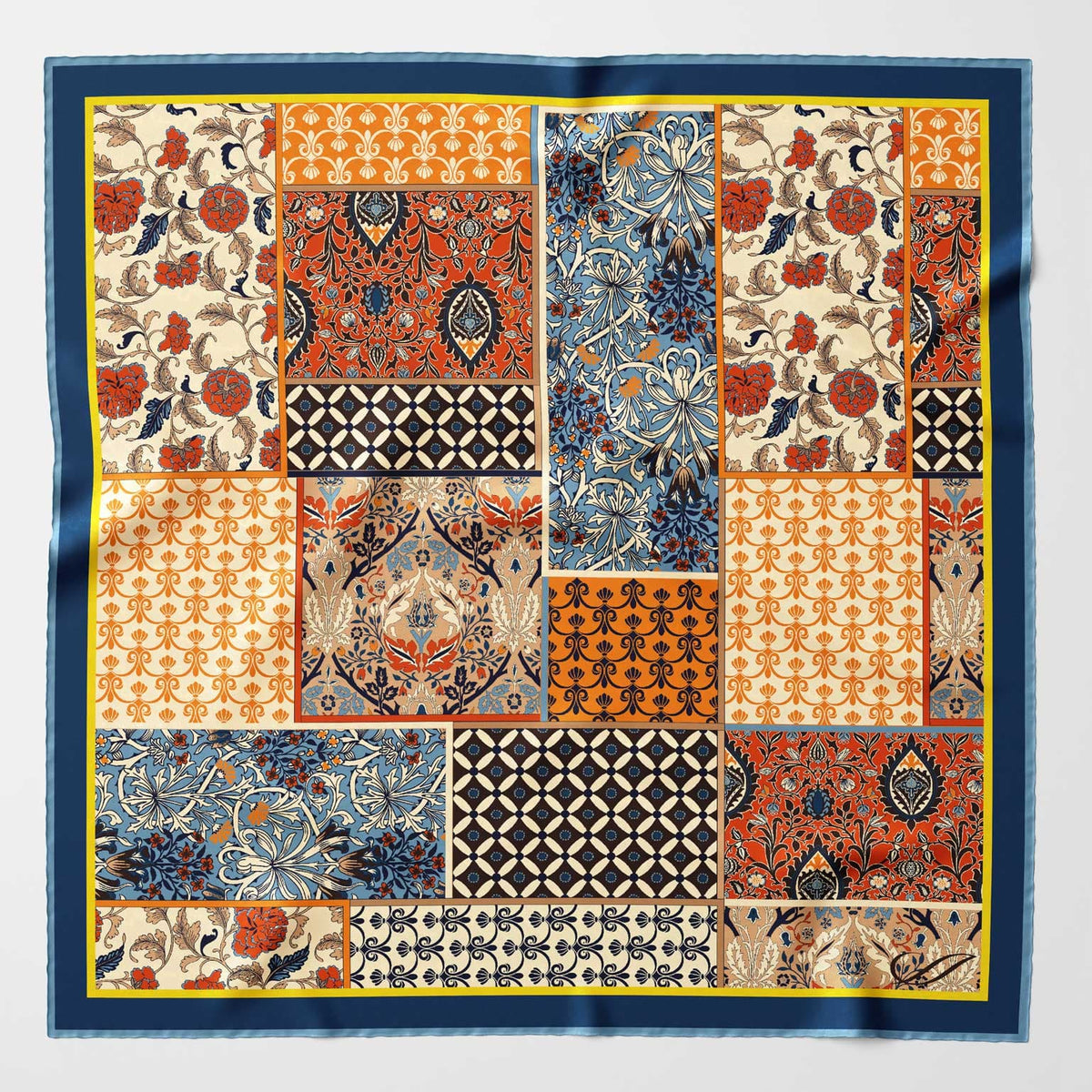 Orange and Blue Italian Silk Neckerchief