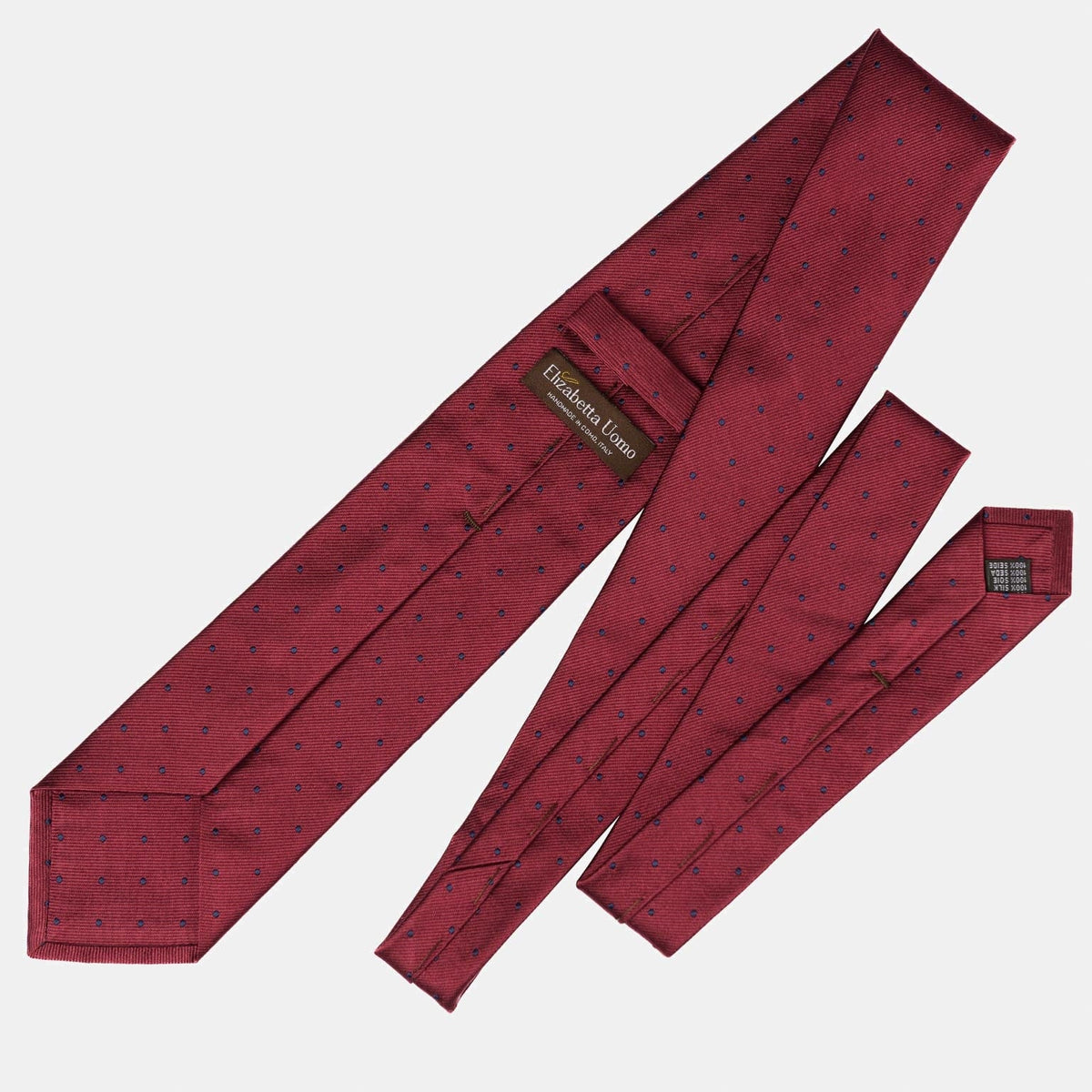 Burgundy Italian Silk Tie - Polka Dots