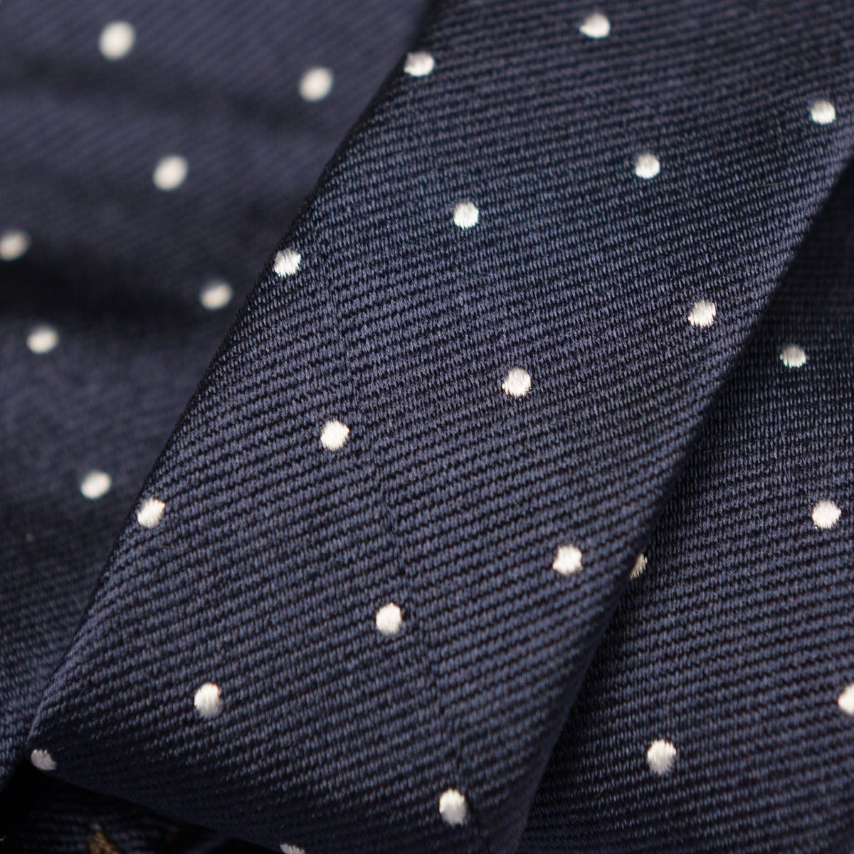 Extra Long Navy Blue Italian Silk Tie - Polka Dots