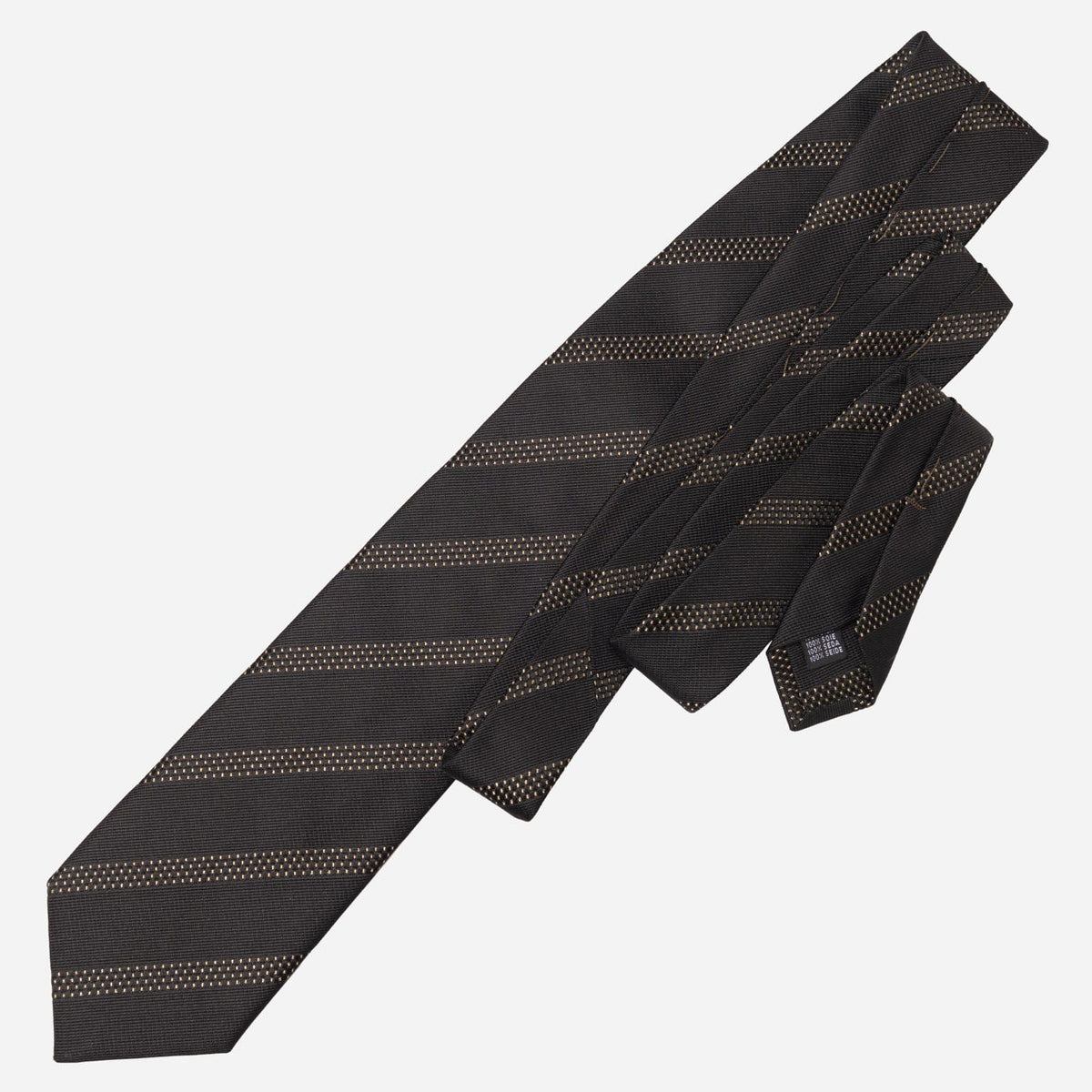 Formal Black and Gold Pinstripe Italian Tie