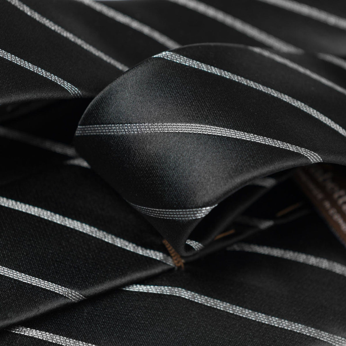 Extra Long Black Italian Silk Striped Tie