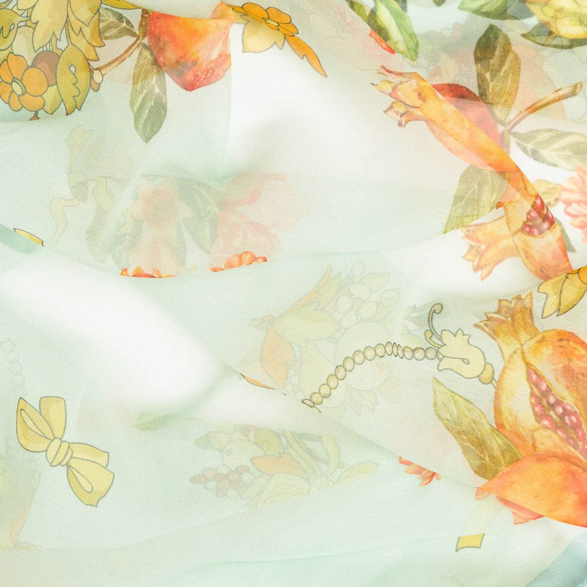 Women's Aqua Italian Long Silk Scarf