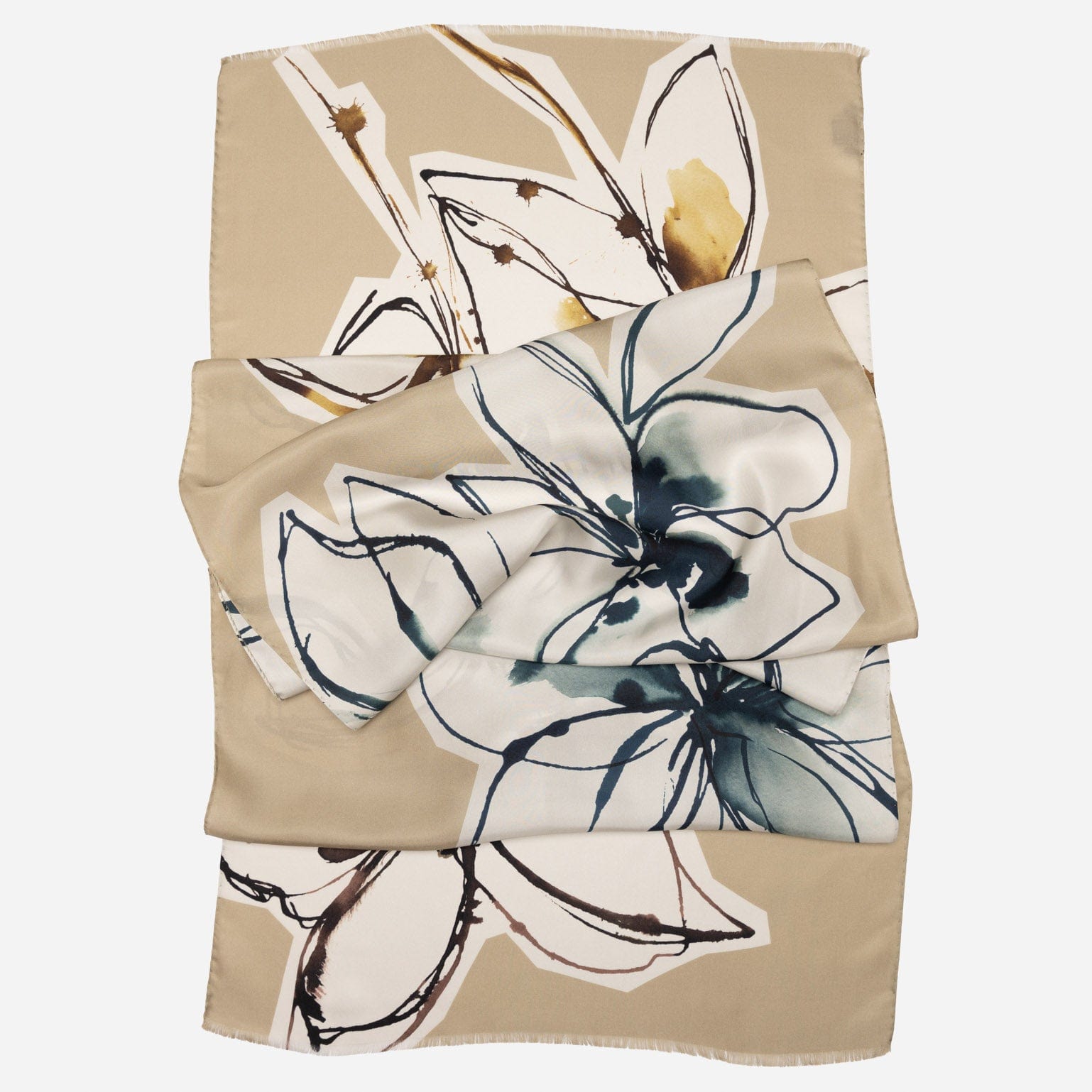 Women's Beige Long Silk Scarf