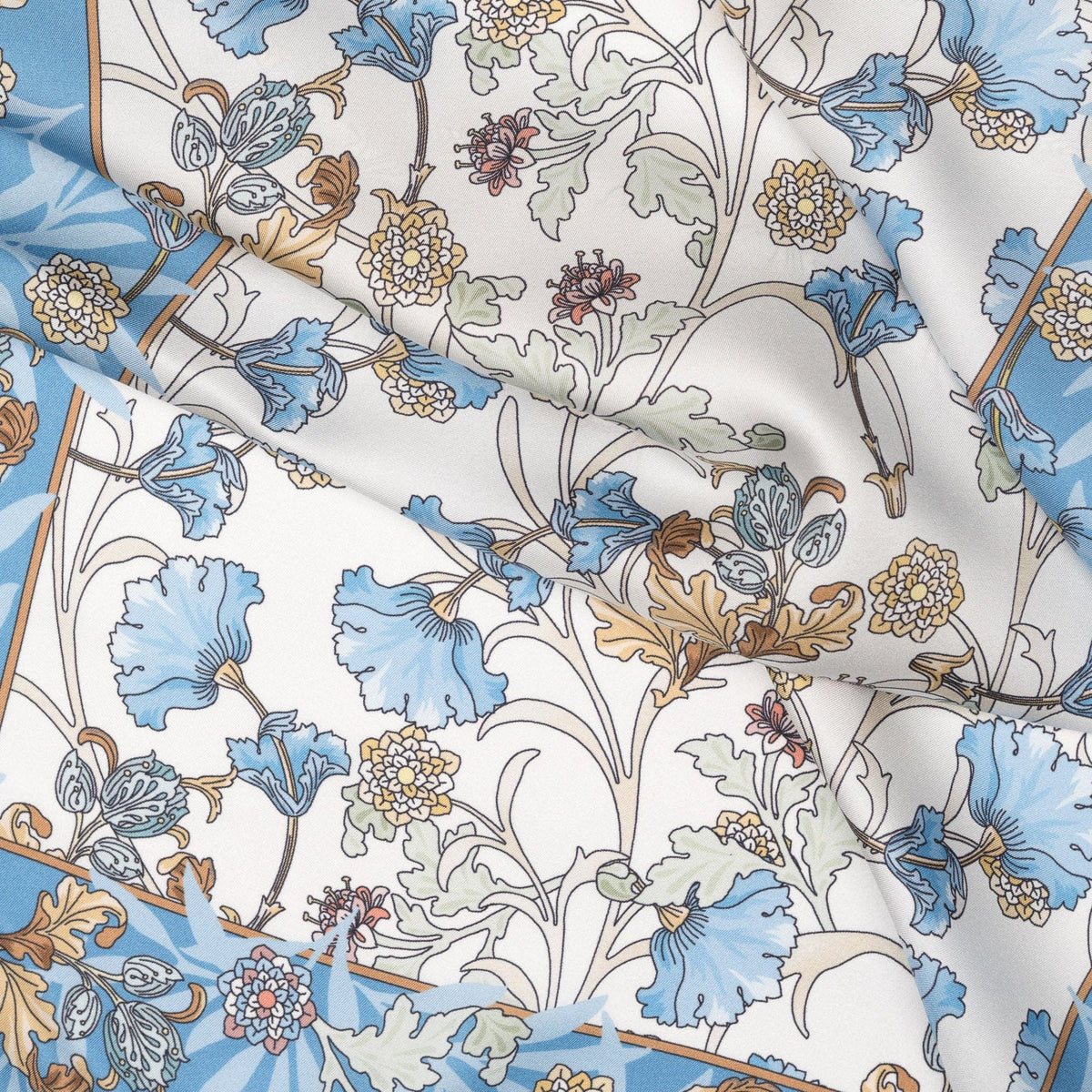 Women's Blue Floral Italian Silk Scarf