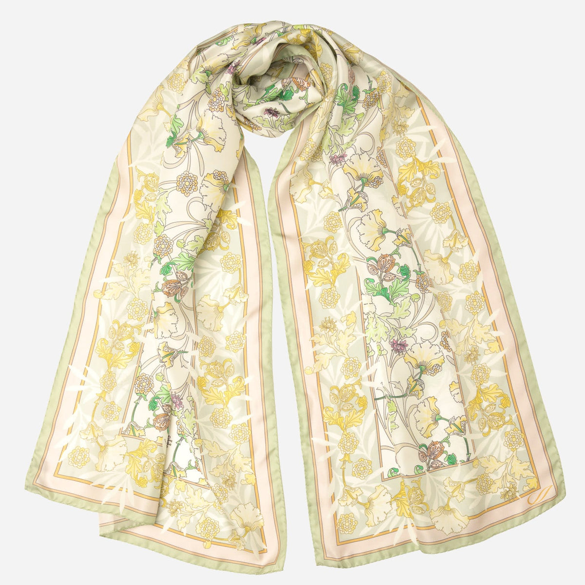 Women's Lime Floral Italian Silk Scarf