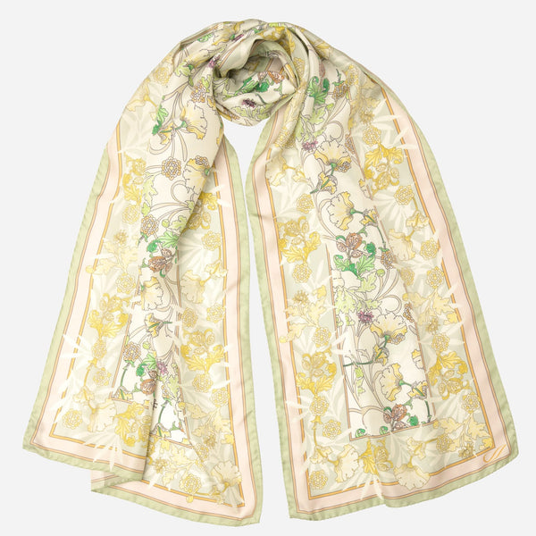 Women's Lime Floral Italian Silk Scarf