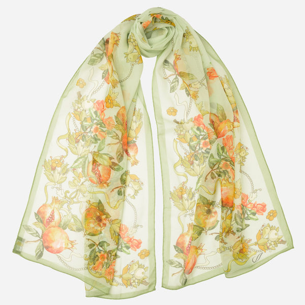 Women's Mint Green Italian Long Silk Scarf