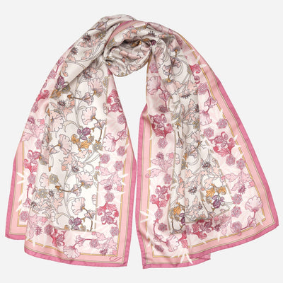 Women's Pink Floral Italian Silk Scarf