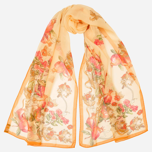 Women's Yellow Italian Long Silk Scarf