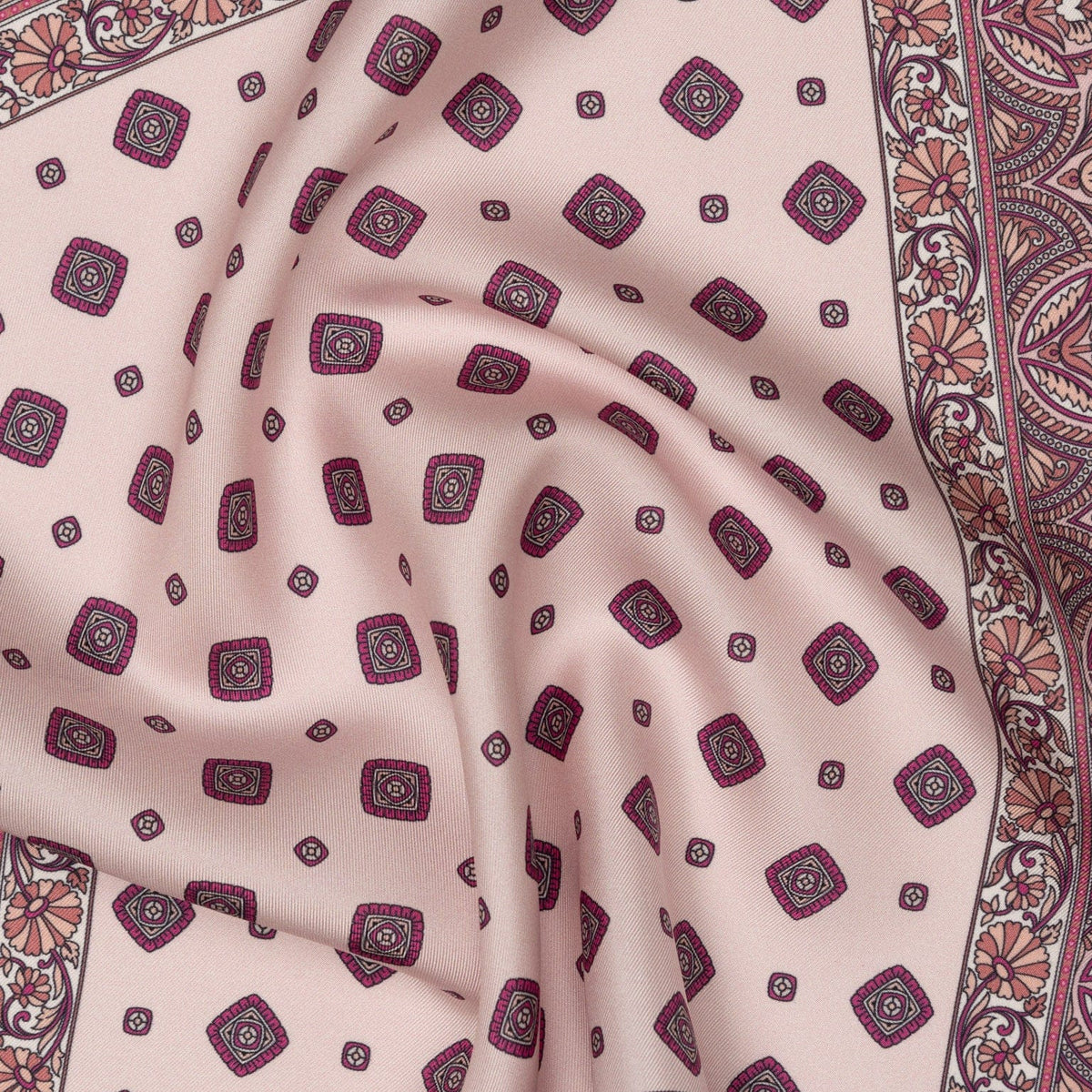 Italian Designer Pink Silk Pocket Square