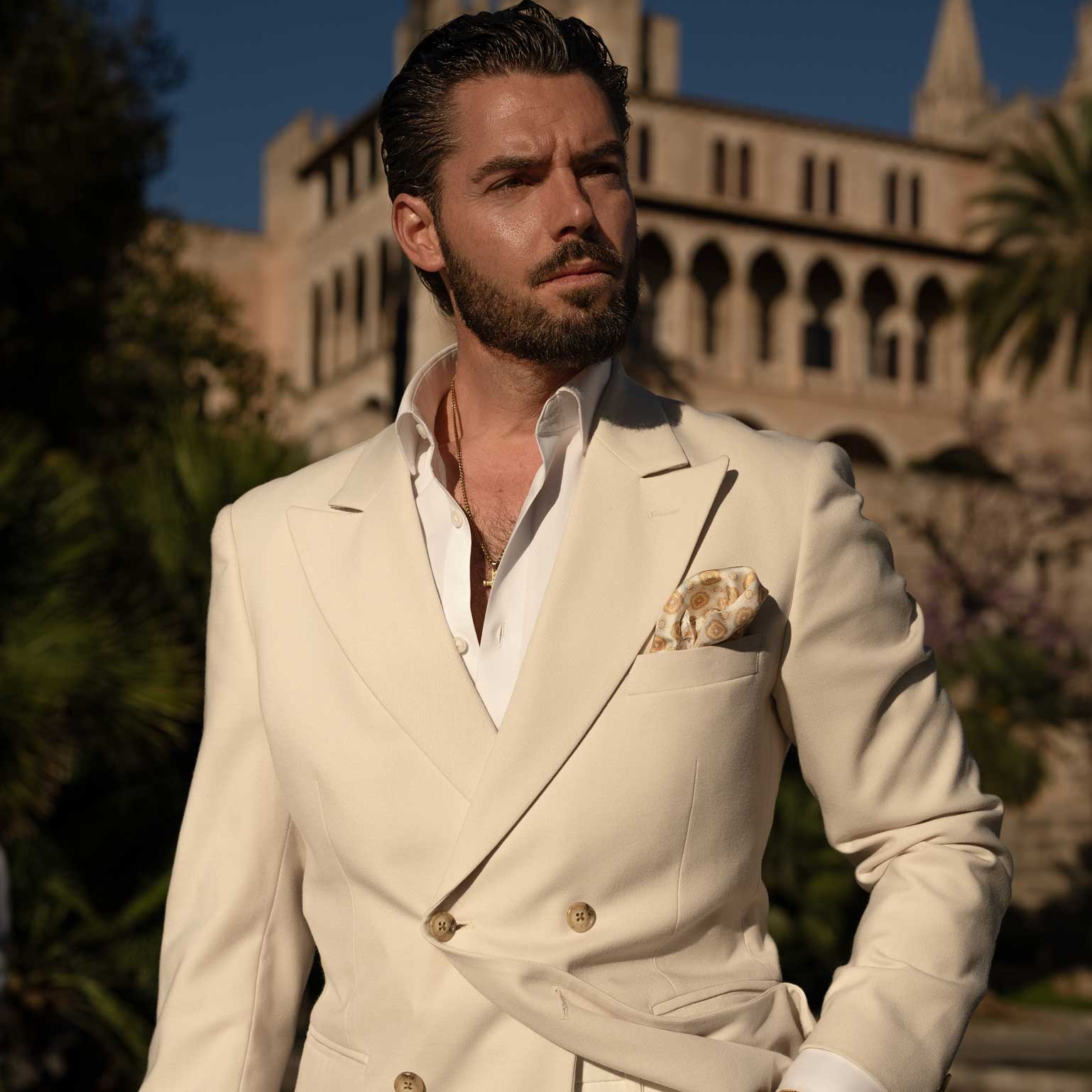 Yellow Double Sided Silk Pocket Square