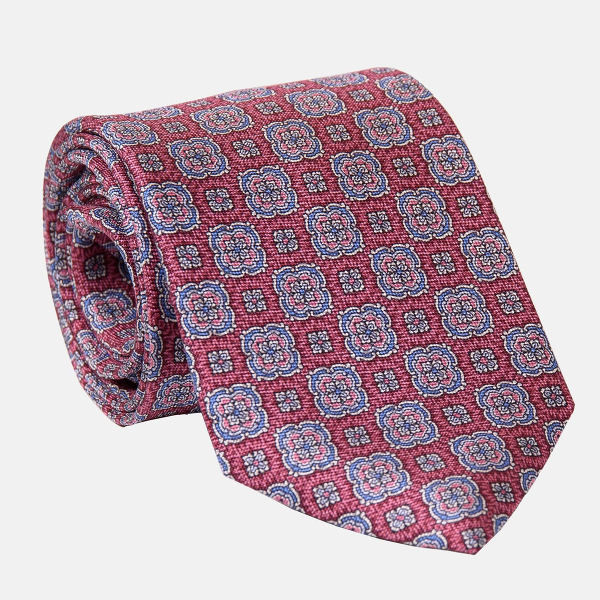 Handmade Red and Blue Italian Silk Tie
