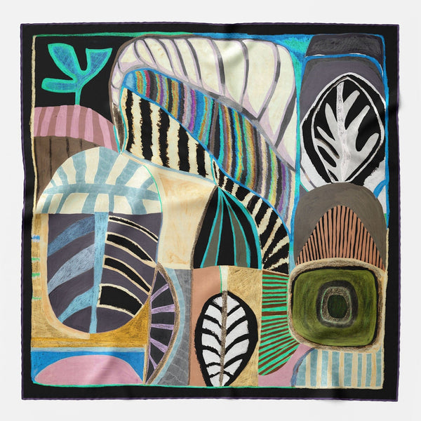 Blue and Plum Italian Silk Square Scarf