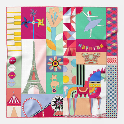 Italian Designer Pink Silk Square Scarf