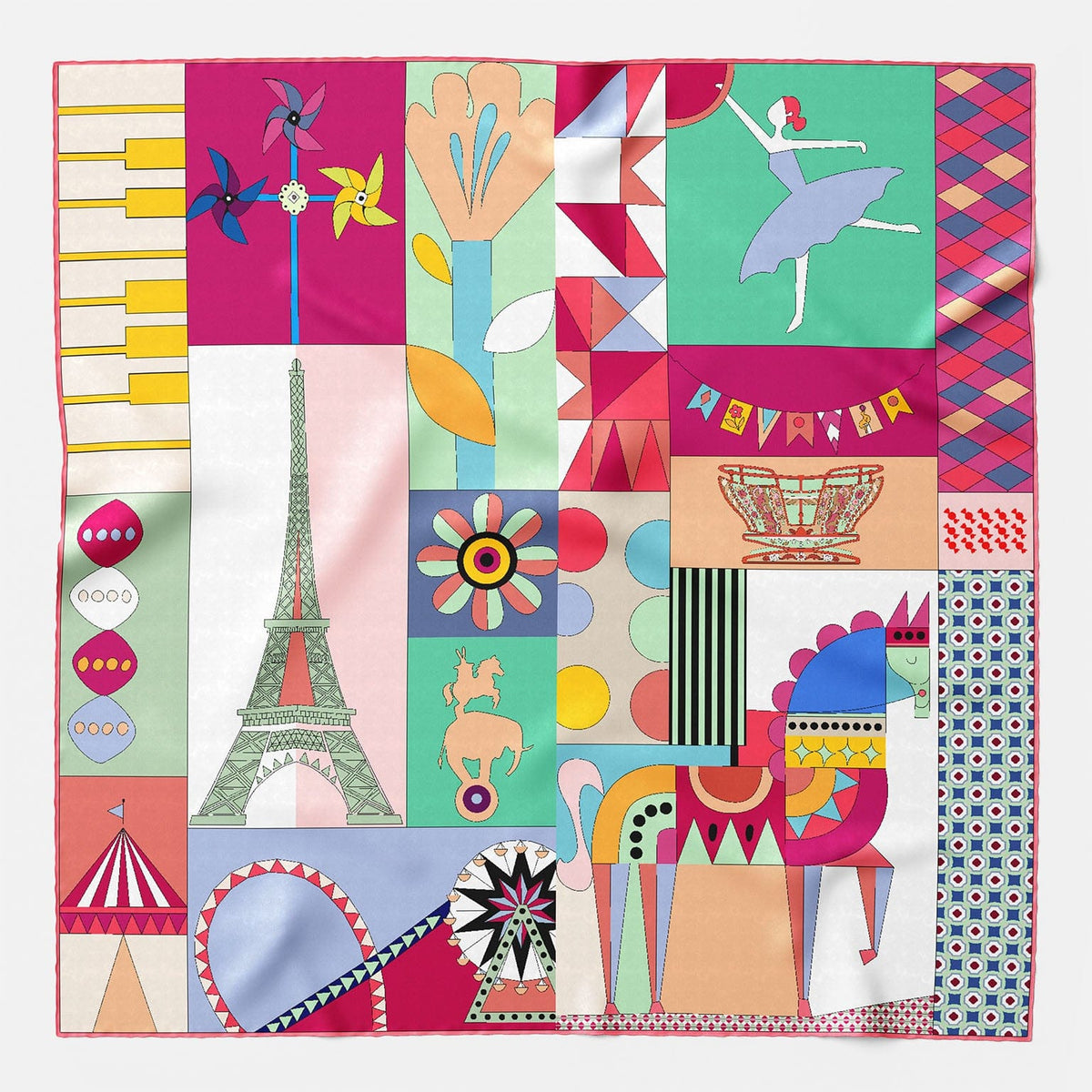 Italian Designer Pink Silk Square Scarf