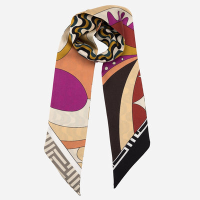 Designer Pink & Gold Silk Twilly Scarf