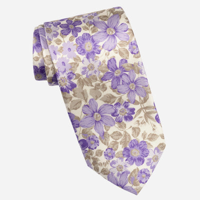 Violet Floral Handmade Italian Silk Tie