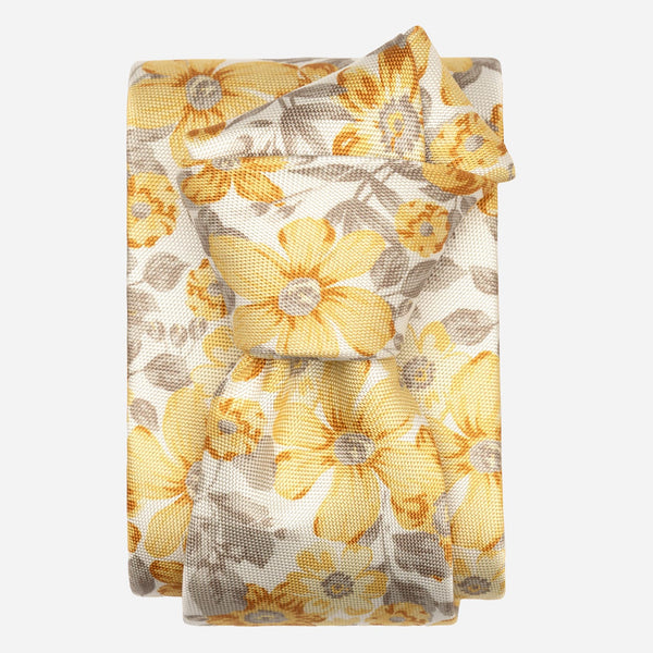 Yellow Floral Handmade Italian Silk Tie 