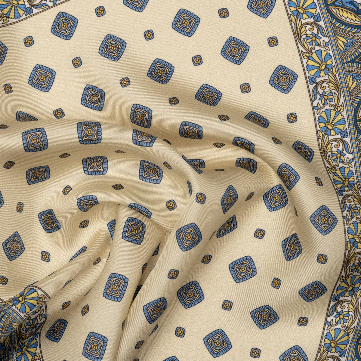 Italian Designer Silk Pocket Square Yellow