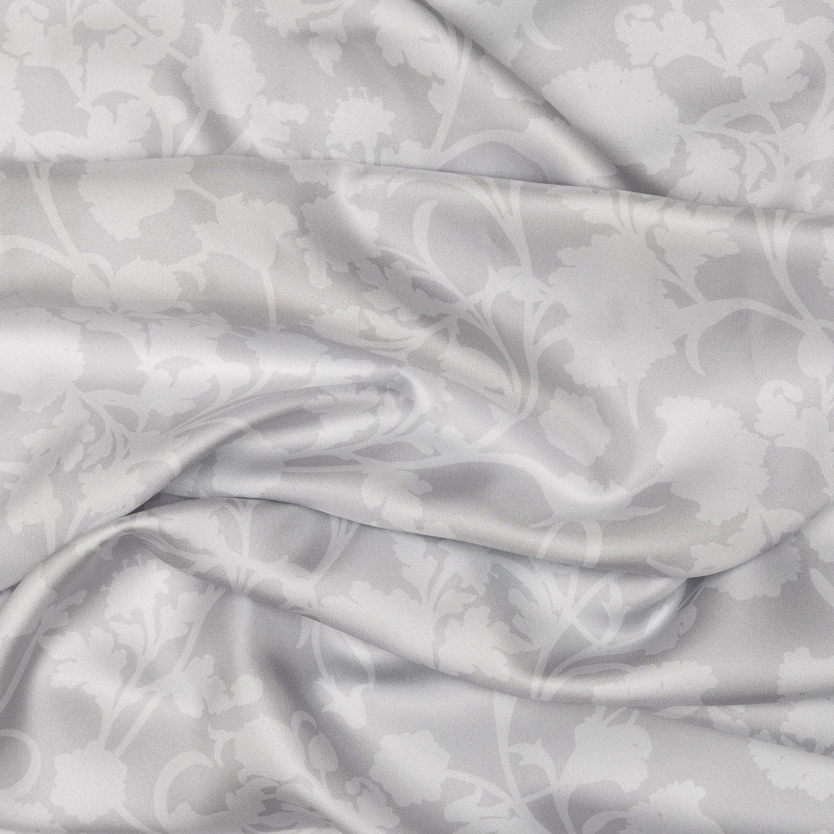 Silver Pearl Floral Silk Evening Shawl