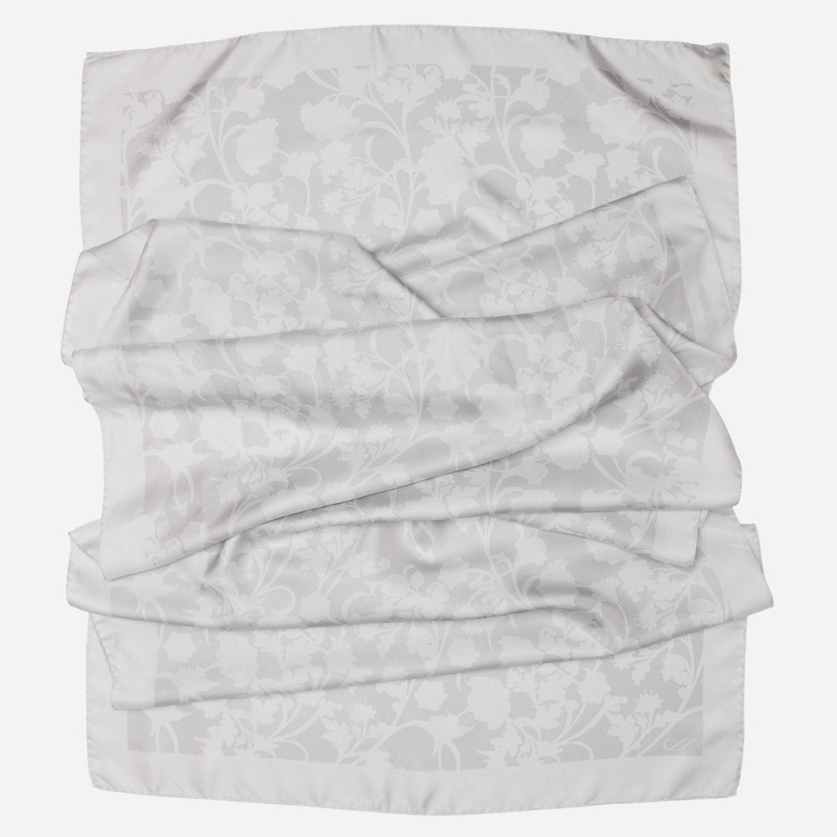 Silver Pearl Floral Silk Evening Shawl