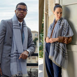Blue Plaid 100% Italian Cashmere Scarf