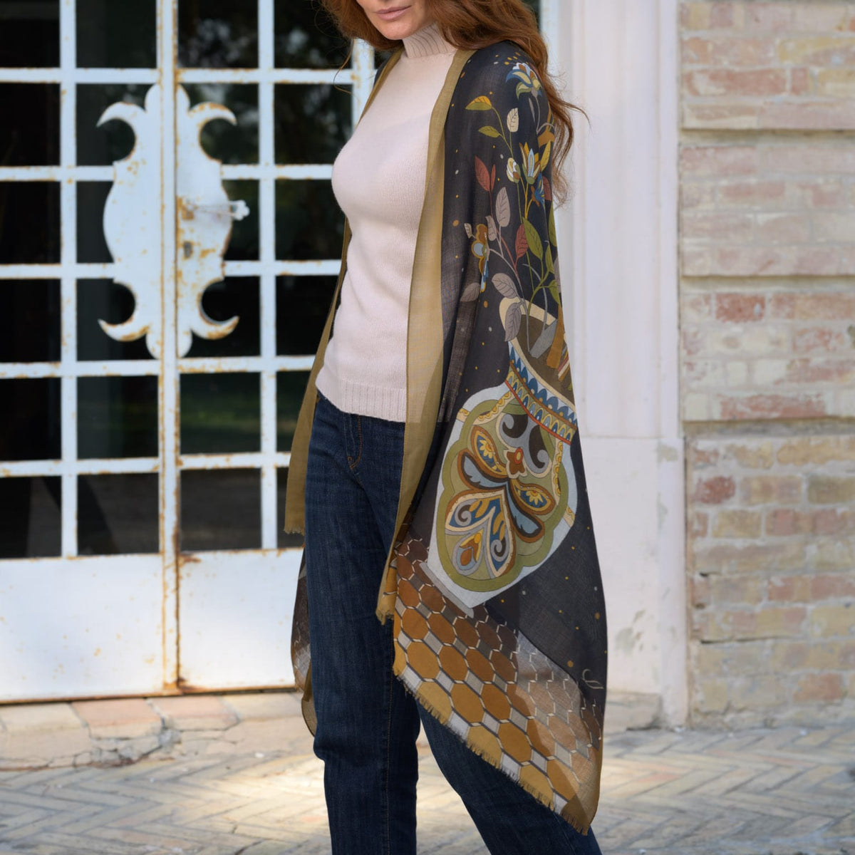 Luxury Brown Wool & Silk Scarf