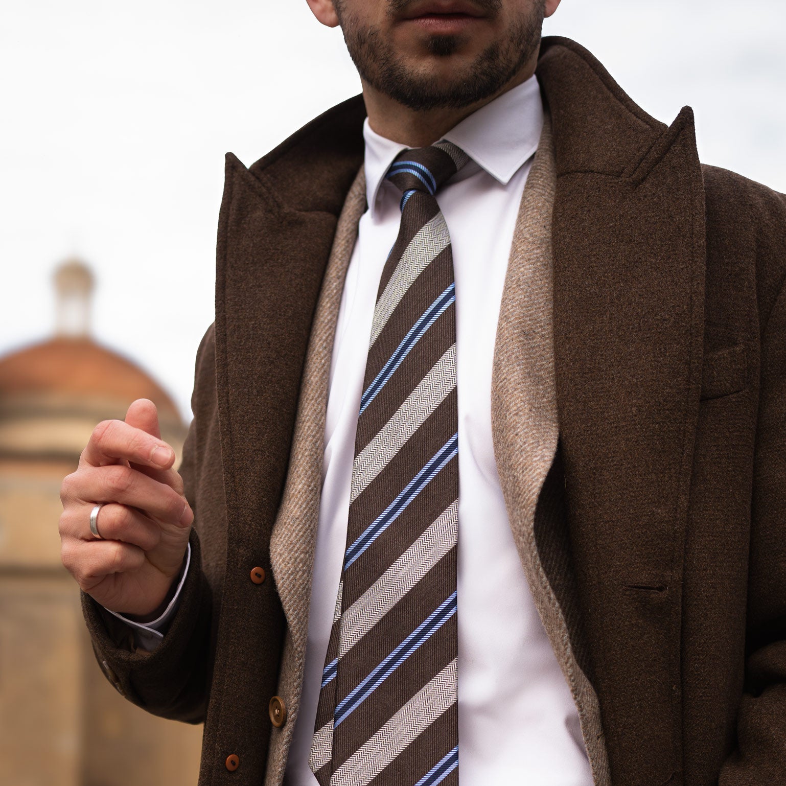 Brown Stripes Handmade Italian Silk Tie