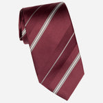 Burgundy Striped Italian Designer Silk Tie