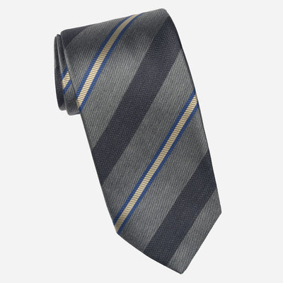Italian Grey Silk Tie Woven Stripes