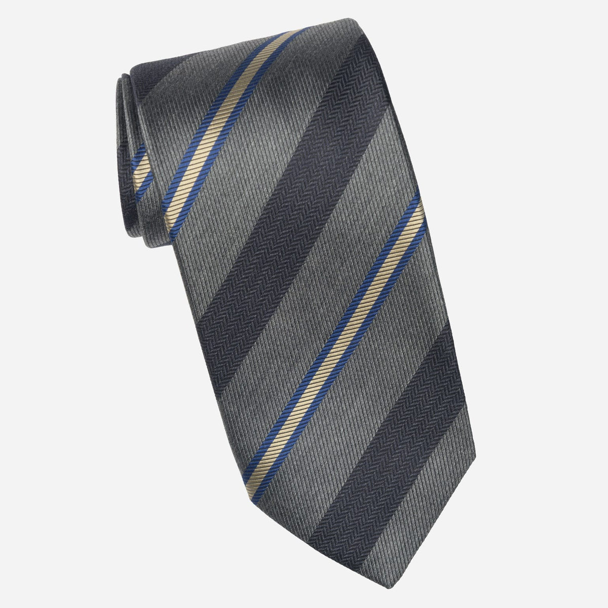 Italian Grey Silk Tie Woven Stripes