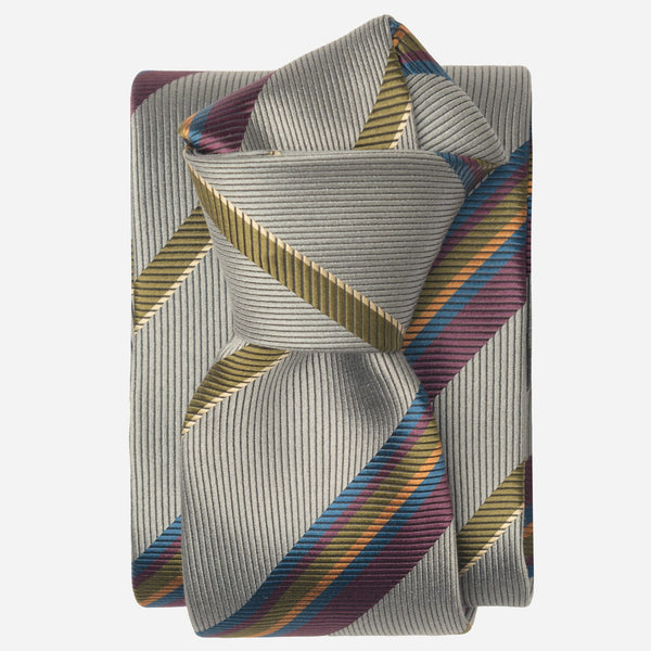 Grey Striped Handmade Italian Silk Tie