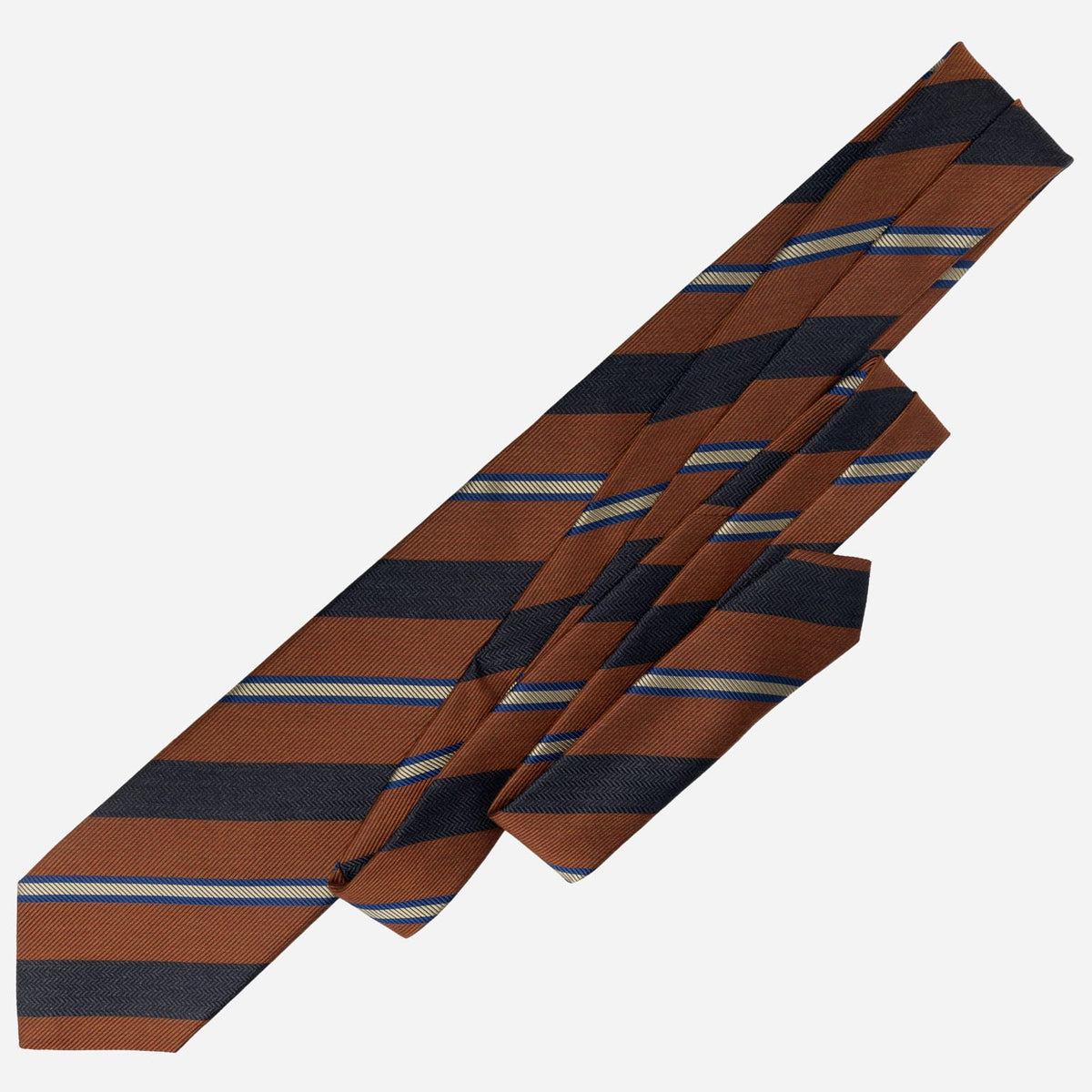 Italian Rust Silk Tie Woven Stripes
