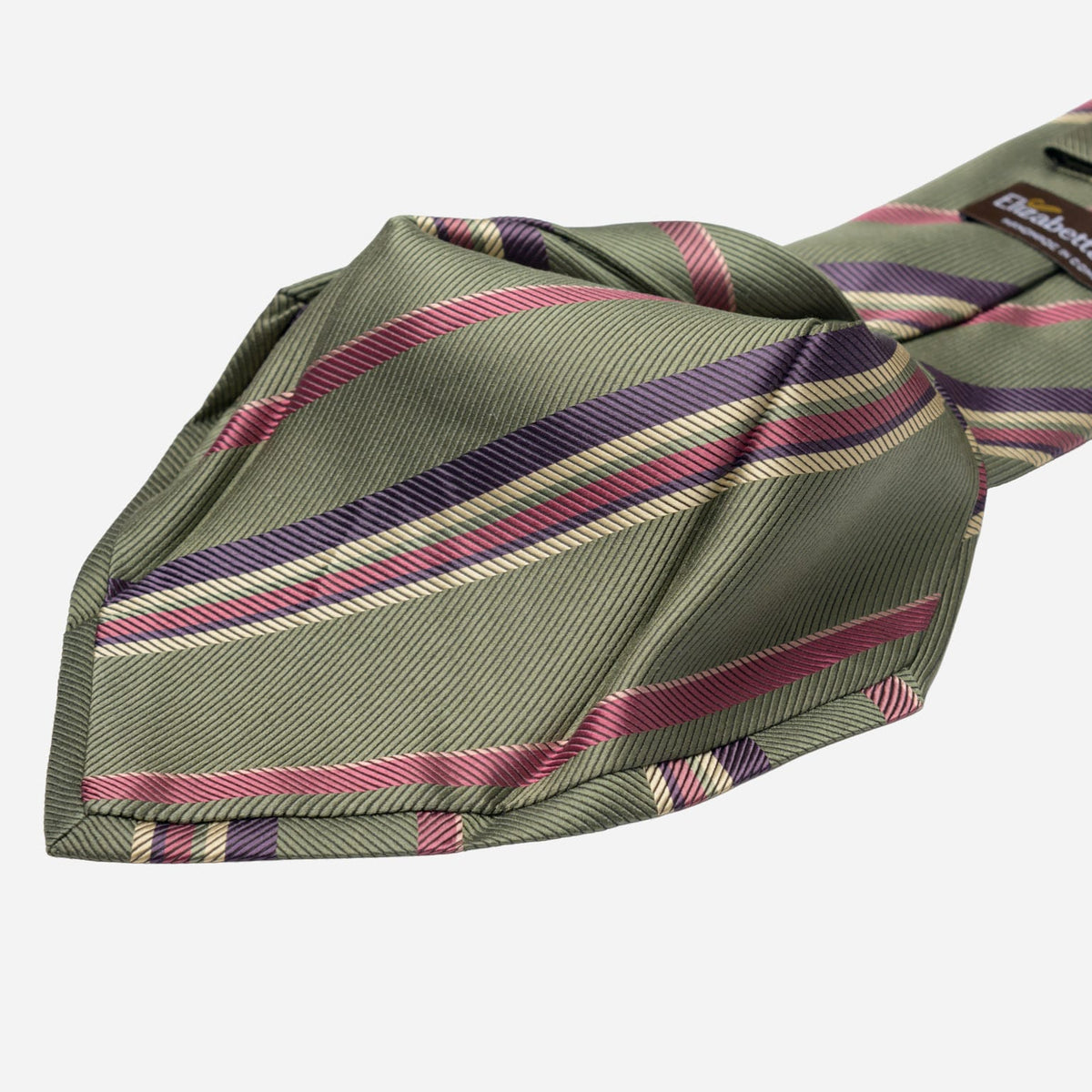 Sage Green Striped Italian Silk Tie
