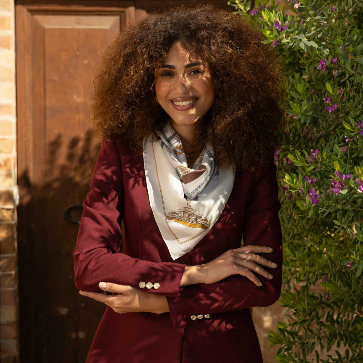 Women's Italian Silk Square Scarf - Pearl