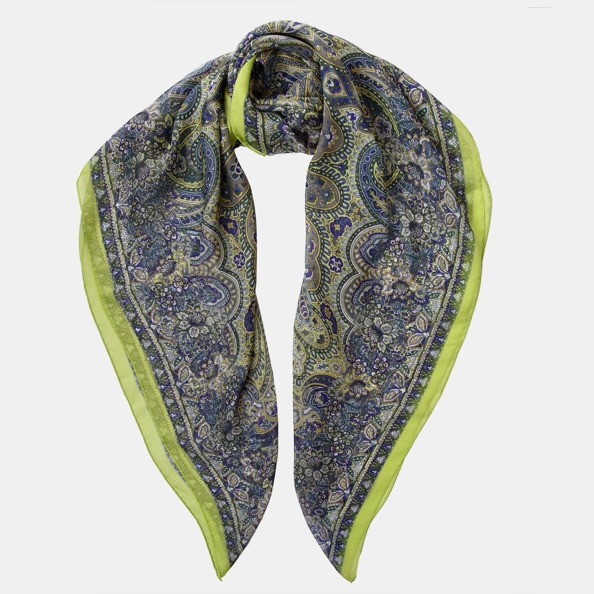 Extra Large Green Silk Square Scarf