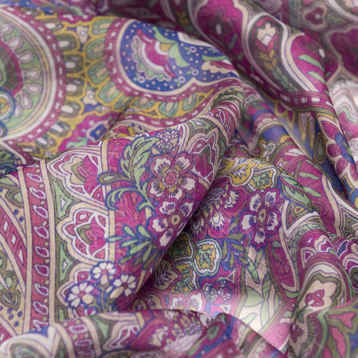 Extra Large Pink Paisley Silk Square Scarf