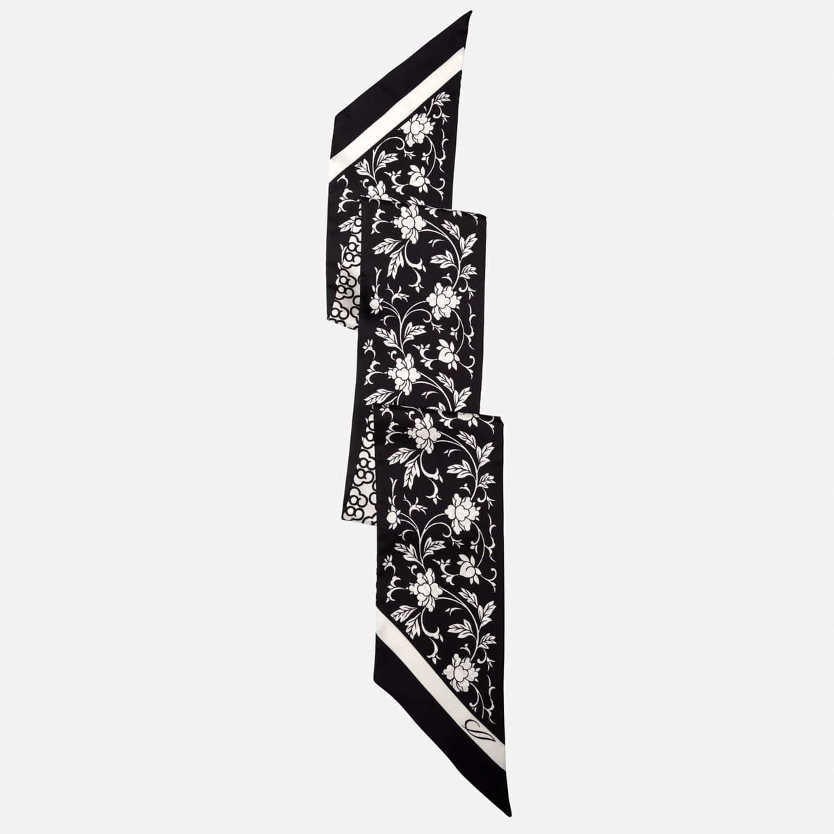 Women&#39;s Black Floral Italian Silk Bandeau