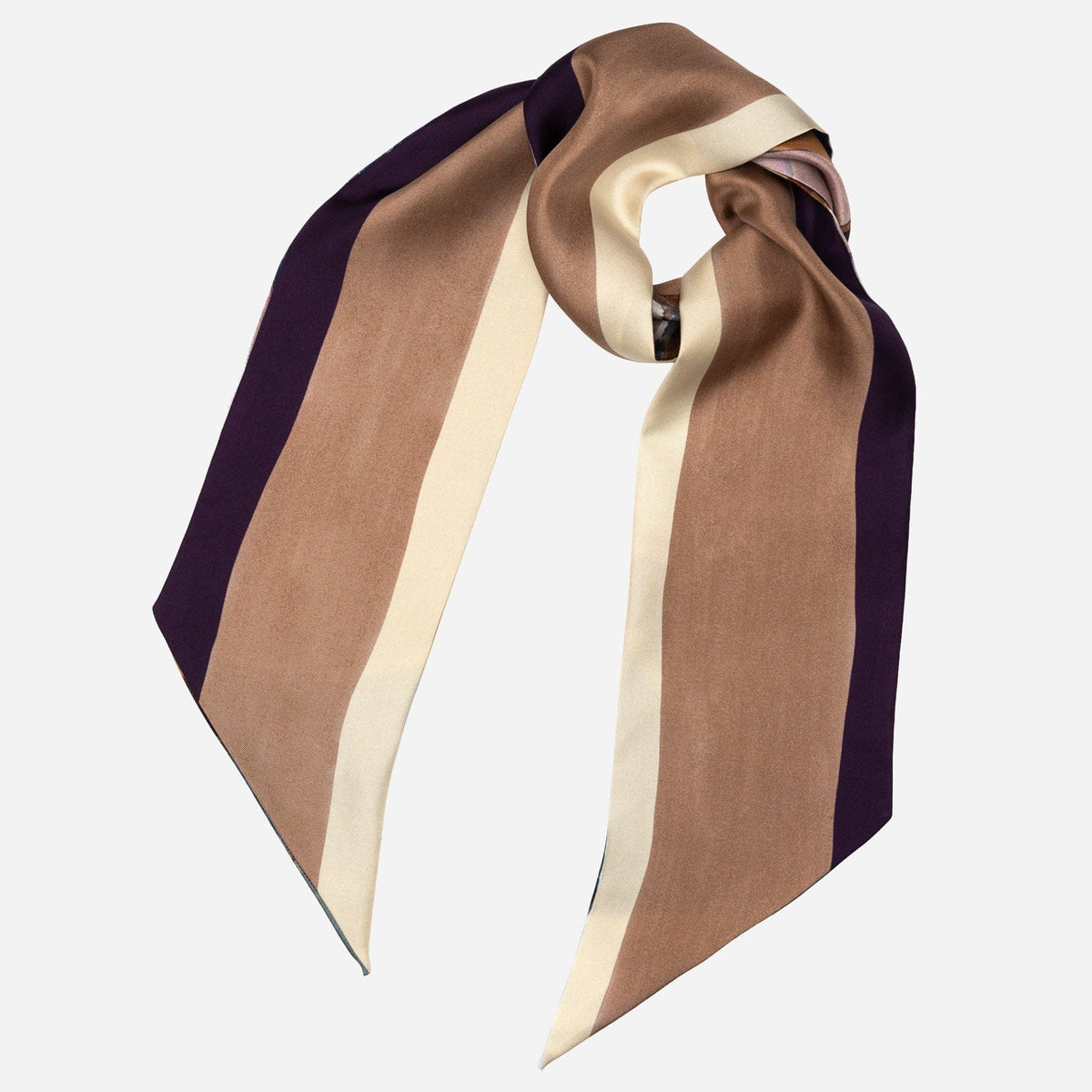 Italian Blue and Tan Skinny Silk Scarf