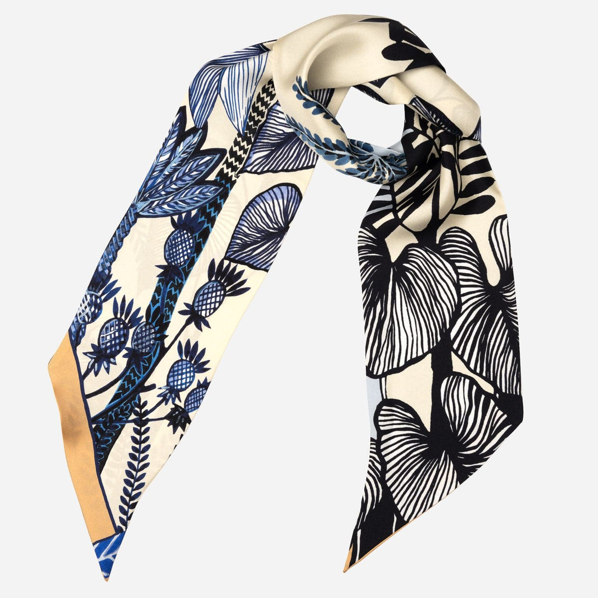 Italian Designer Blue Skinny Silk Scarf