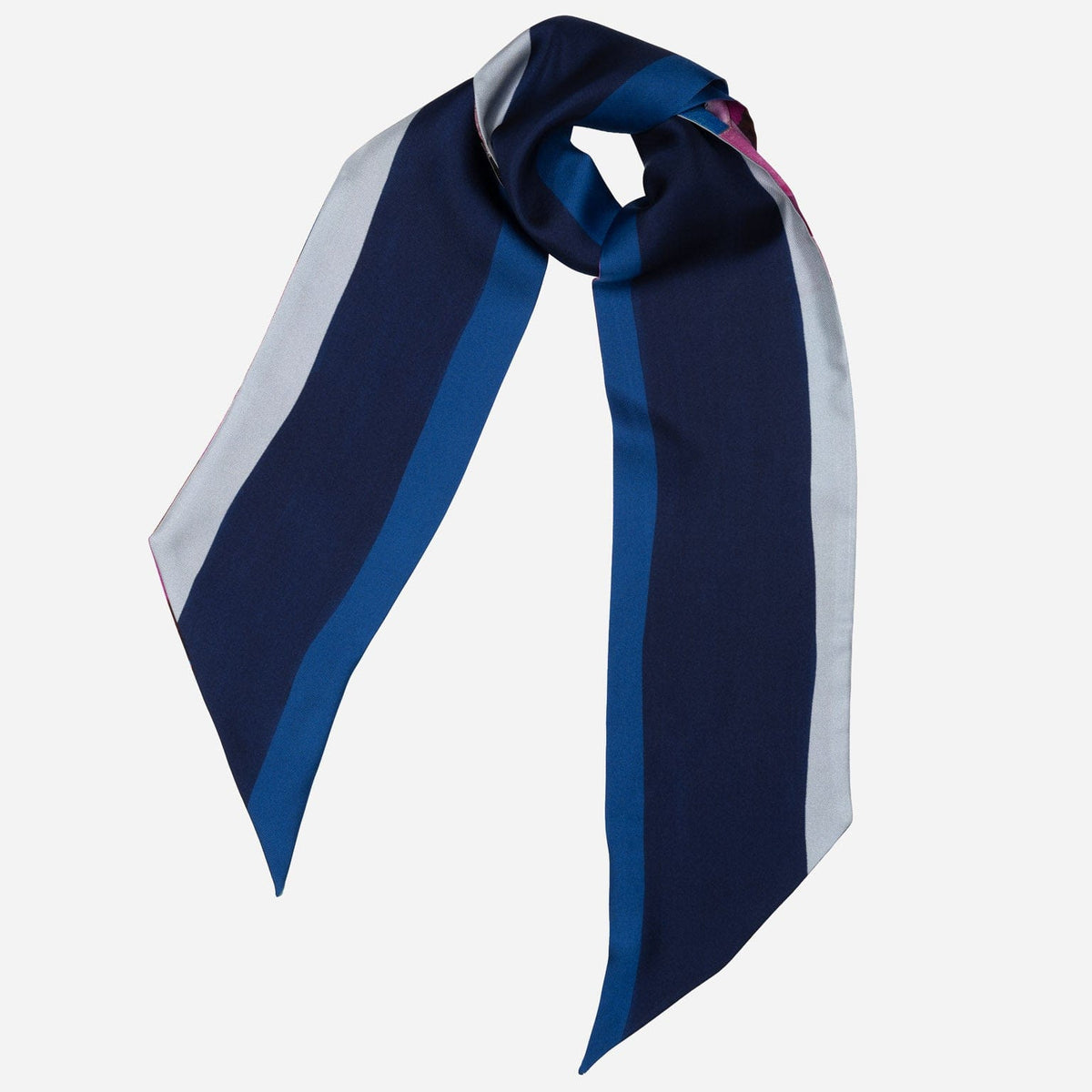 Pink and Blue Skinny Silk Scarf