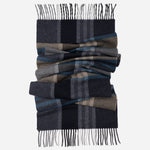 Blue Plaid Wool Cashmere Scarf