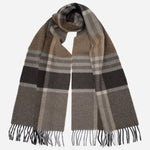 Tan Plaid Wool Cashmere Scarf