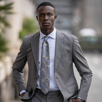 handmade Italian silk necktie woven jacquard paisley